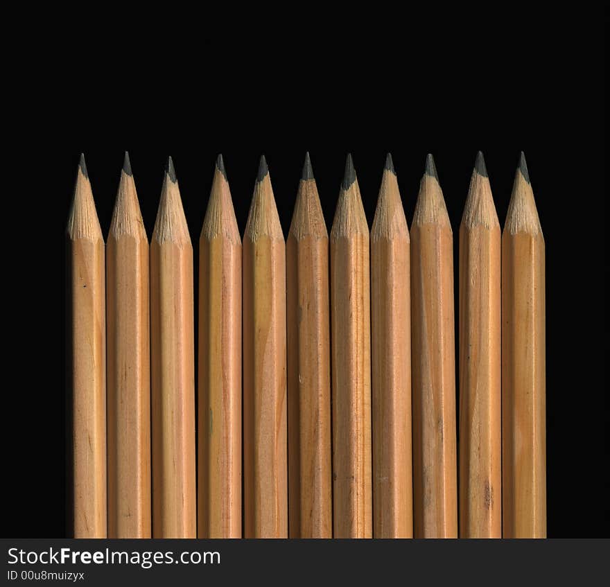 Series of wooden graphite pencils