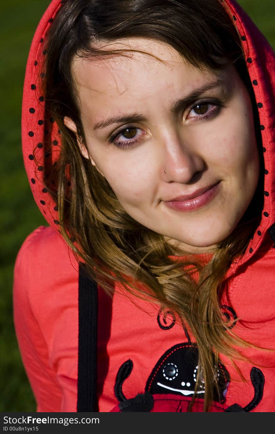 Beautiful woman portrait with red cap. Beautiful woman portrait with red cap.