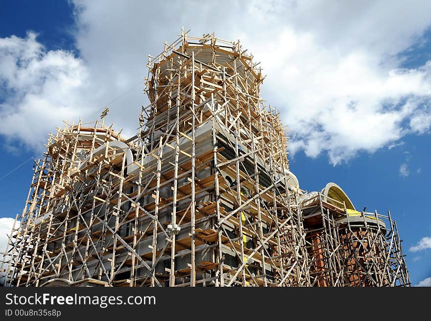 A view with a church repairing