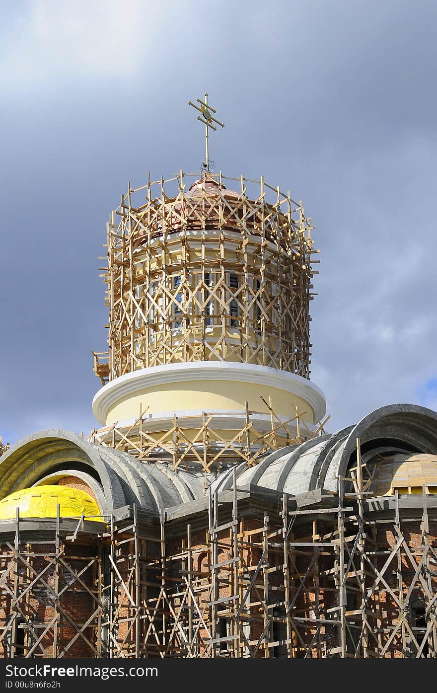 A view with a church repairing