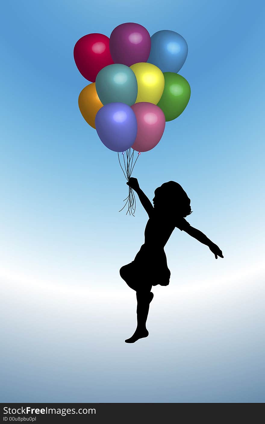 Illustration of young girl playing with balloons. Illustration of young girl playing with balloons