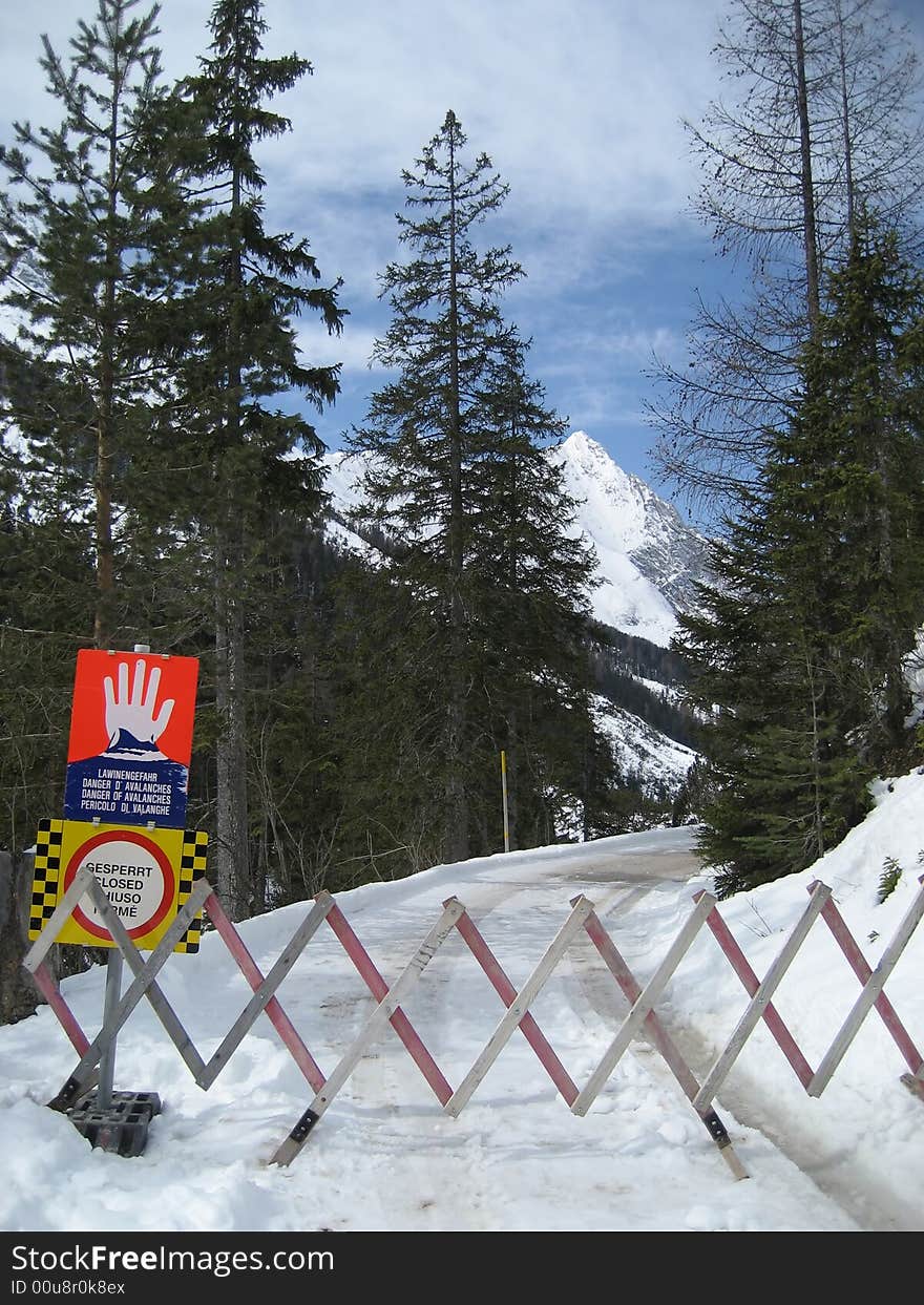 Stop Sign with Sky in Winter in Tirol / Tyrol