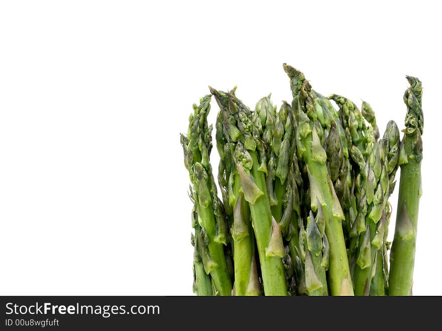 Fresh asparagus on white