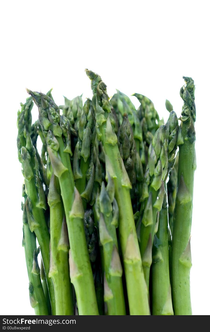 Fresh asparagus on white