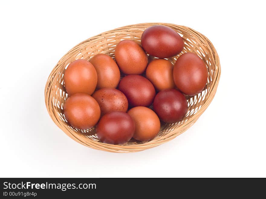 Brown easter eggs in a basket