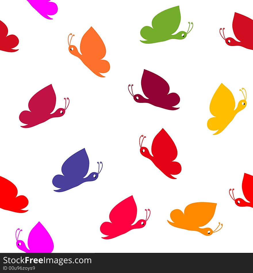 Seamless butterfly pattern on white