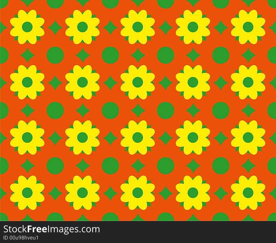 Seamless Flower red and yellow pattern. Seamless Flower red and yellow pattern