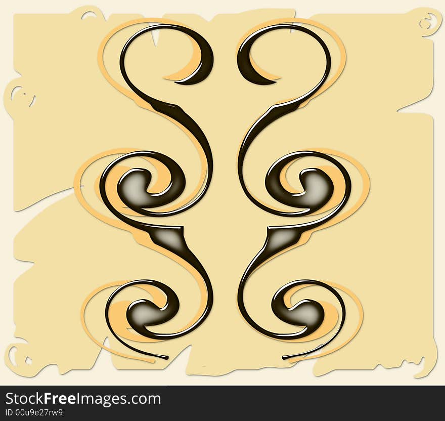 Twirly design with balanced and beautifully stylized shapes.