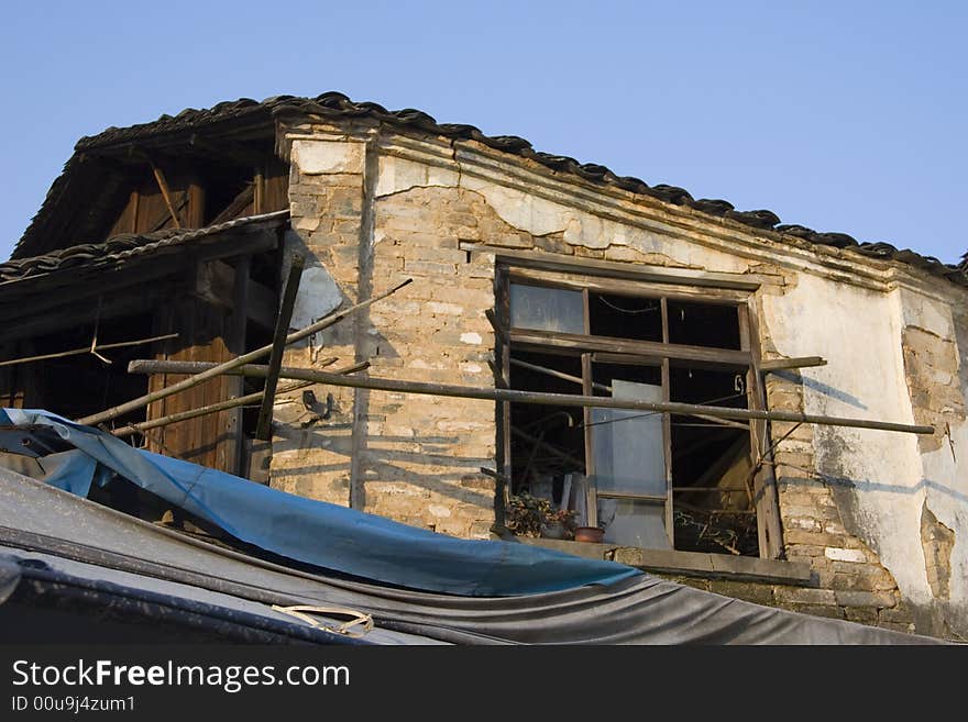 A run down attic room in rural China. A run down attic room in rural China