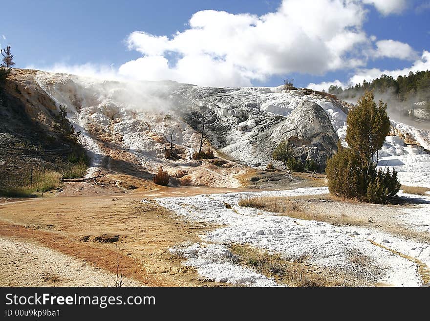 Terrace in Mammoth Hot Springs in Yellowstone NP