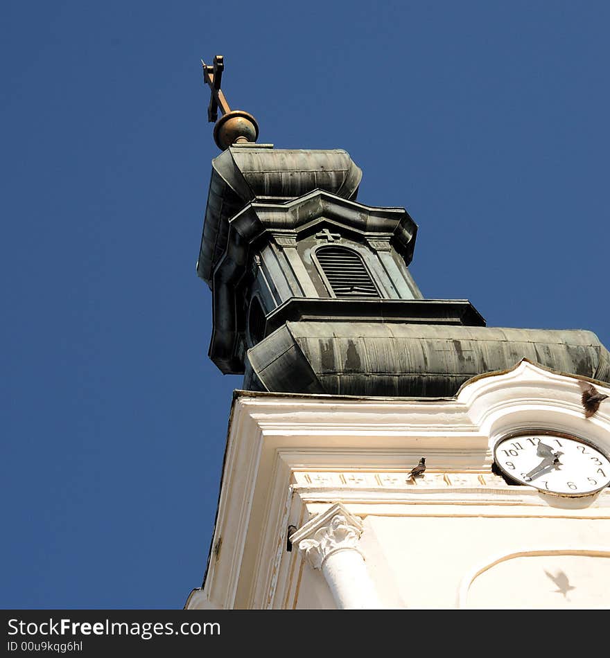 A view with an old catholic church in Romania