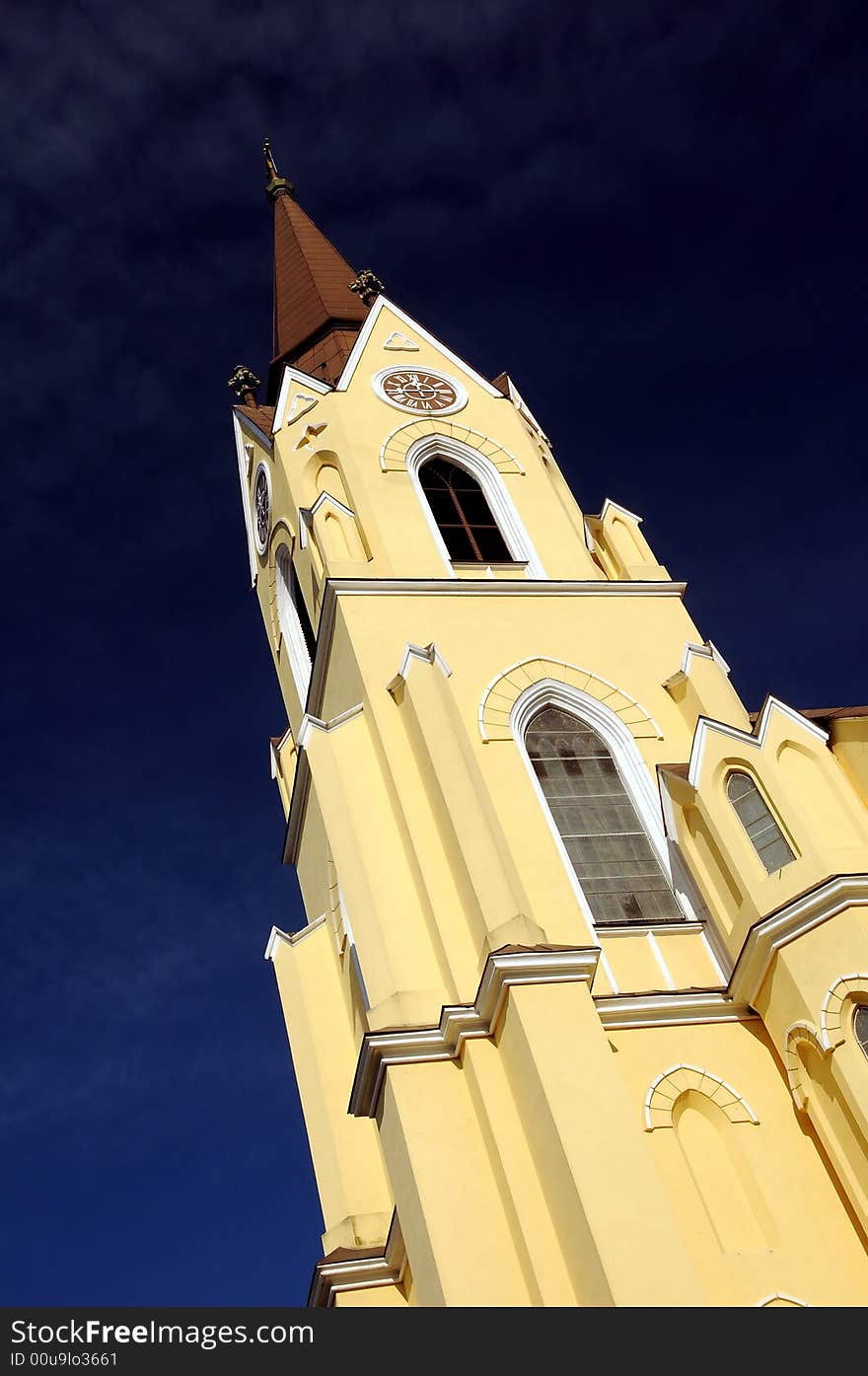 A view with an old catholic church in Romania