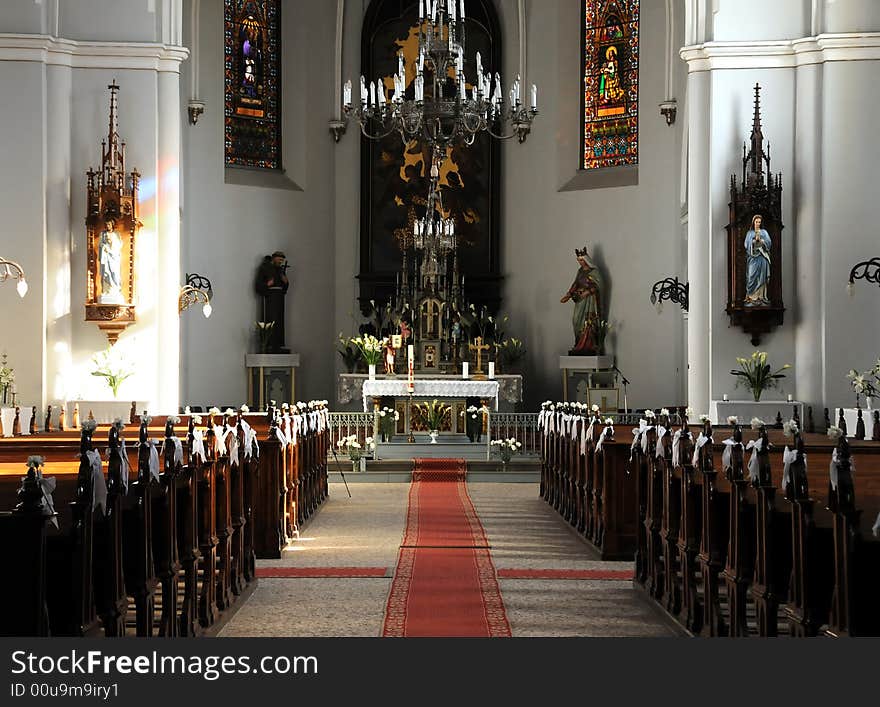 A view inside a beautiful catholic church. A view inside a beautiful catholic church