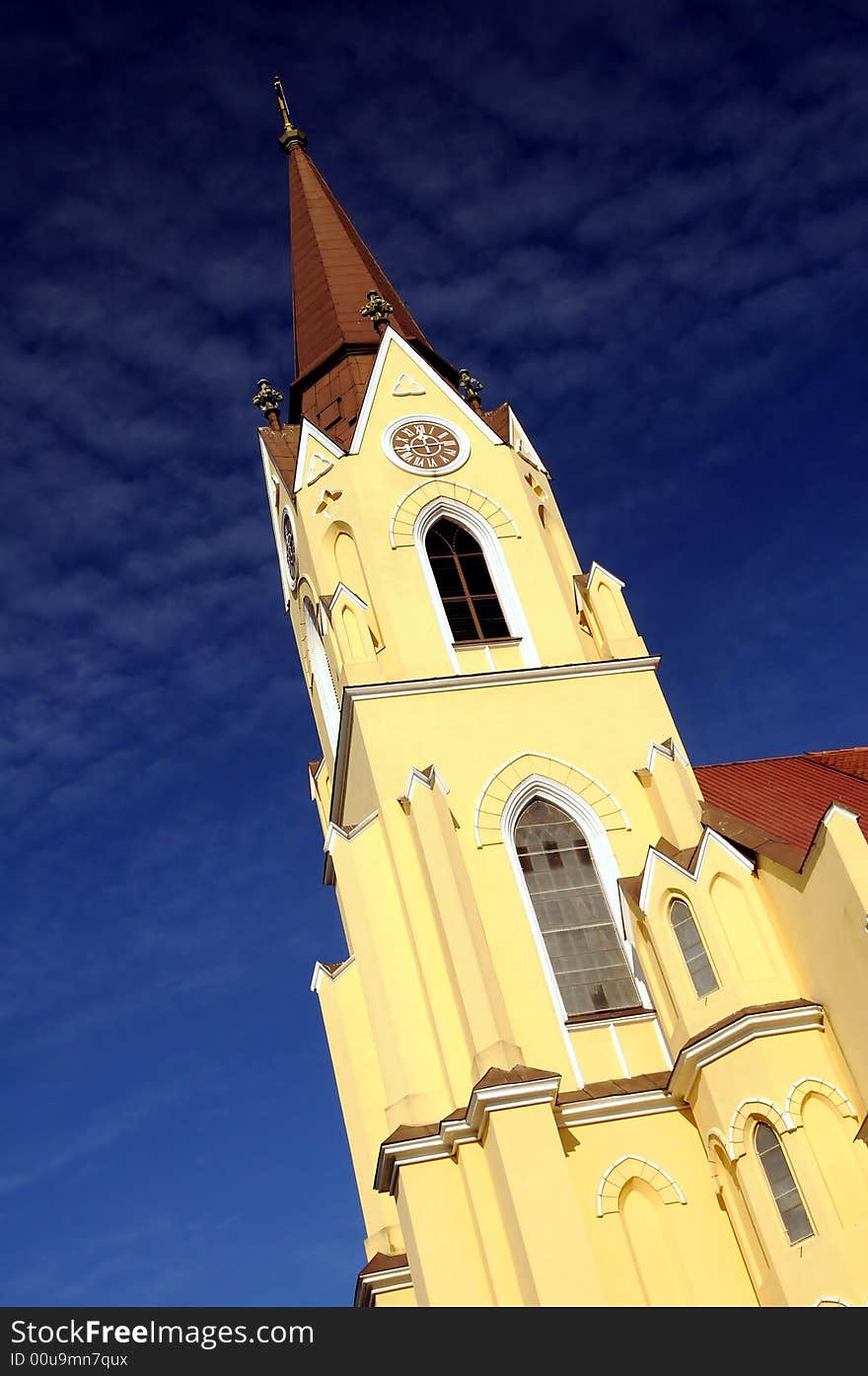 A view with an old catholic church in Romania