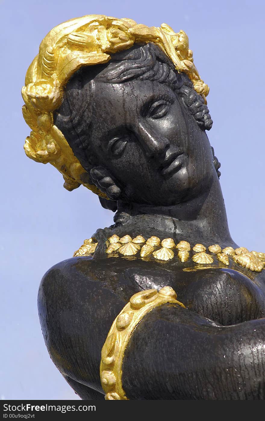 France; Paris;  detail of one of the fountain sculptures at the concorde square; bronze; place de la concorde. France; Paris;  detail of one of the fountain sculptures at the concorde square; bronze; place de la concorde