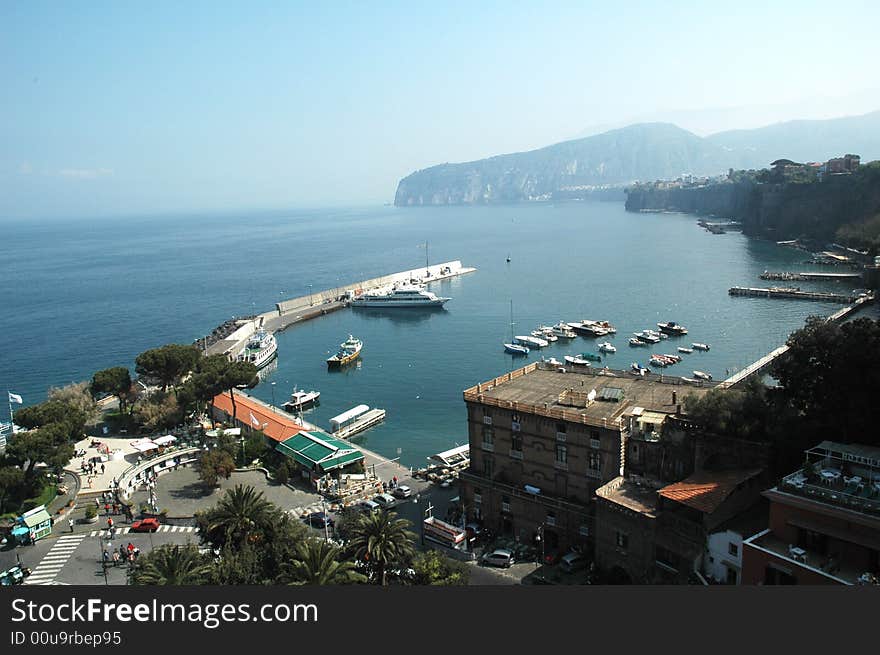View of Italian Estates and Yachts on Coast of Capri