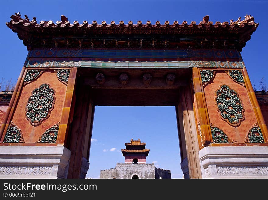 glazed gate and soul tower, the qing east tombs, china.