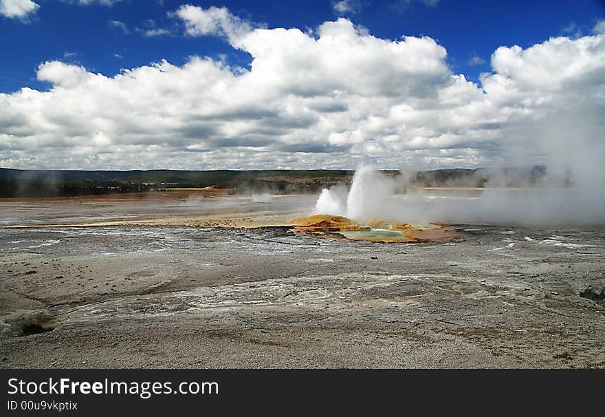 Erupting geyser