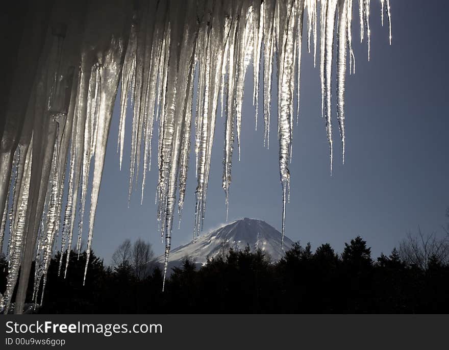 The veiw Mt, fuji from the many icicle. The veiw Mt, fuji from the many icicle