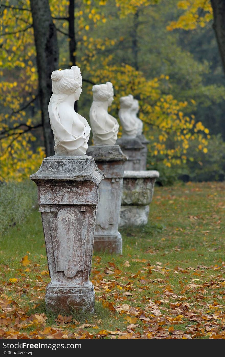 Sculpture in the park, deep autumn