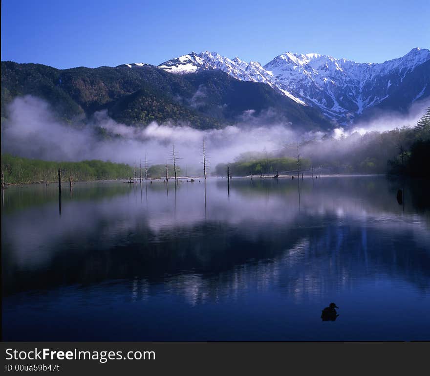 Lake taisho of moning in Kamikocdhi. Lake taisho of moning in Kamikocdhi