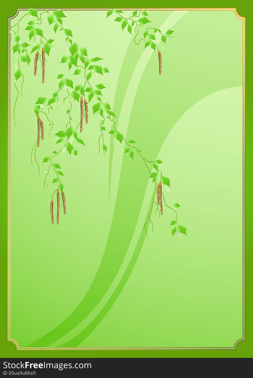 Birch leaf background, vector illustration, AI file included. Birch leaf background, vector illustration, AI file included