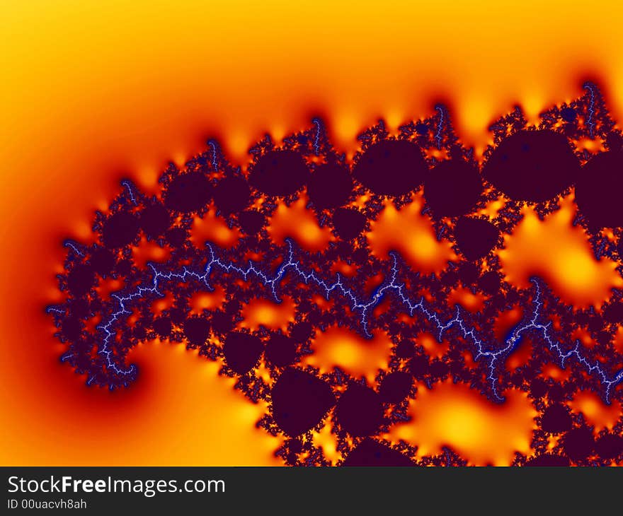 Various colored fractal art made of orange, purple an black colors