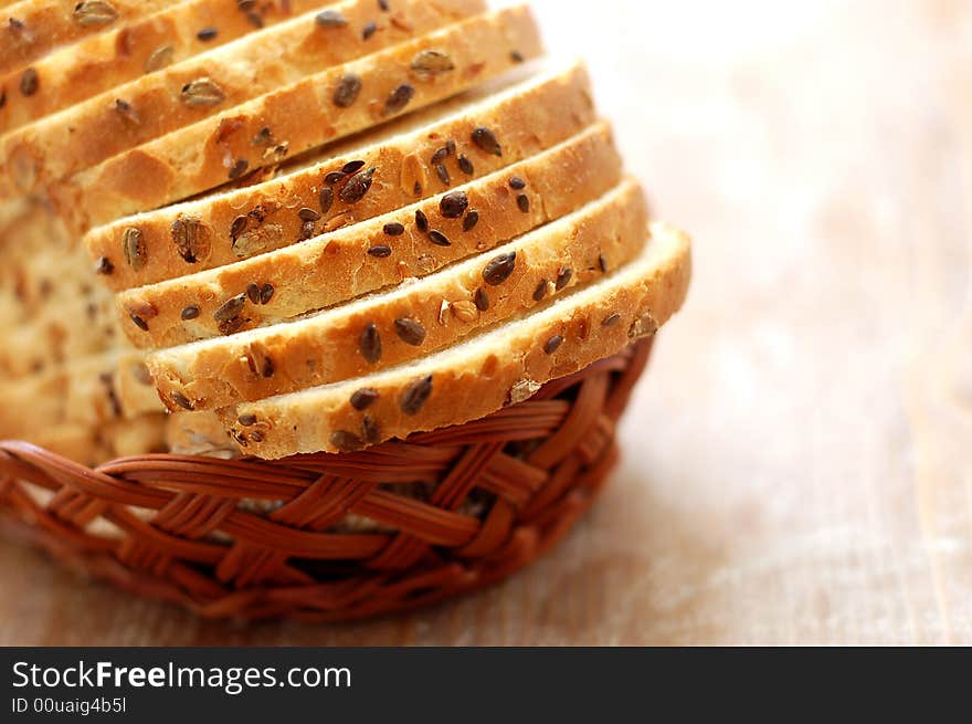 Loaves of bread in a basket high resolution image