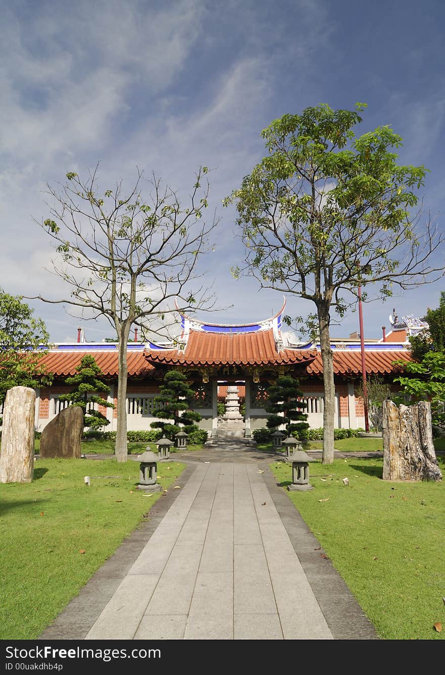 One of the gates of Lian Shan Shuang Lin Monastery in Singapore. It is the oldest Buddhist Monastery in Singapore and is gazetted as a National Monument. One of the gates of Lian Shan Shuang Lin Monastery in Singapore. It is the oldest Buddhist Monastery in Singapore and is gazetted as a National Monument