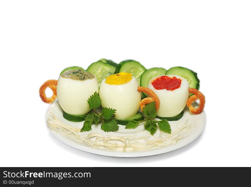 Stuffed eggs isolated