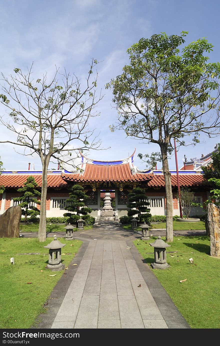 One of the gates of Lian Shan Shuang Lin Monastery in Singapore. It is the oldest Buddhist Monastery in Singapore and is gazetted as a National Monument. One of the gates of Lian Shan Shuang Lin Monastery in Singapore. It is the oldest Buddhist Monastery in Singapore and is gazetted as a National Monument