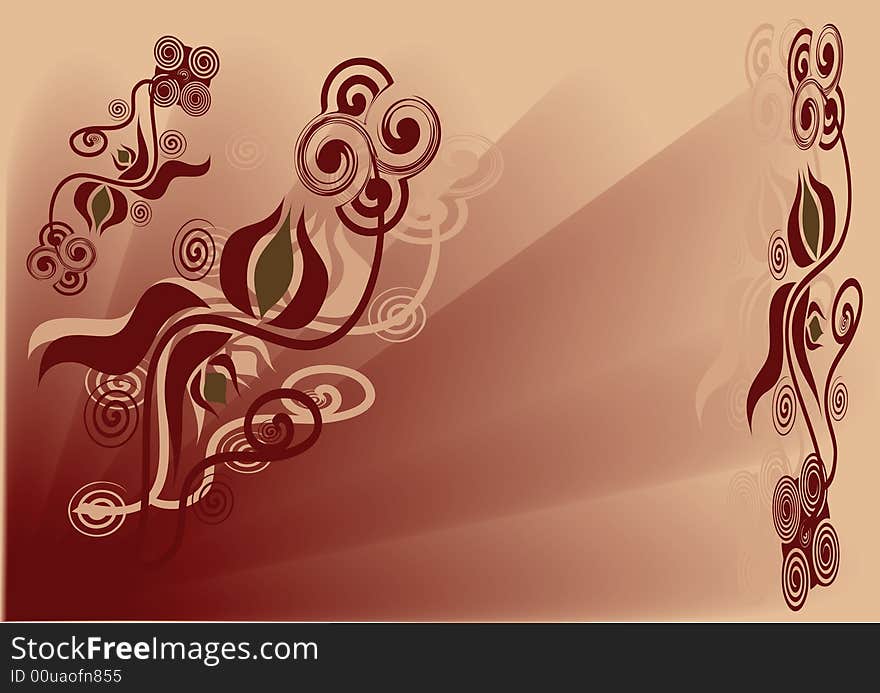 Decorative abstract on brown background. Decorative abstract on brown background