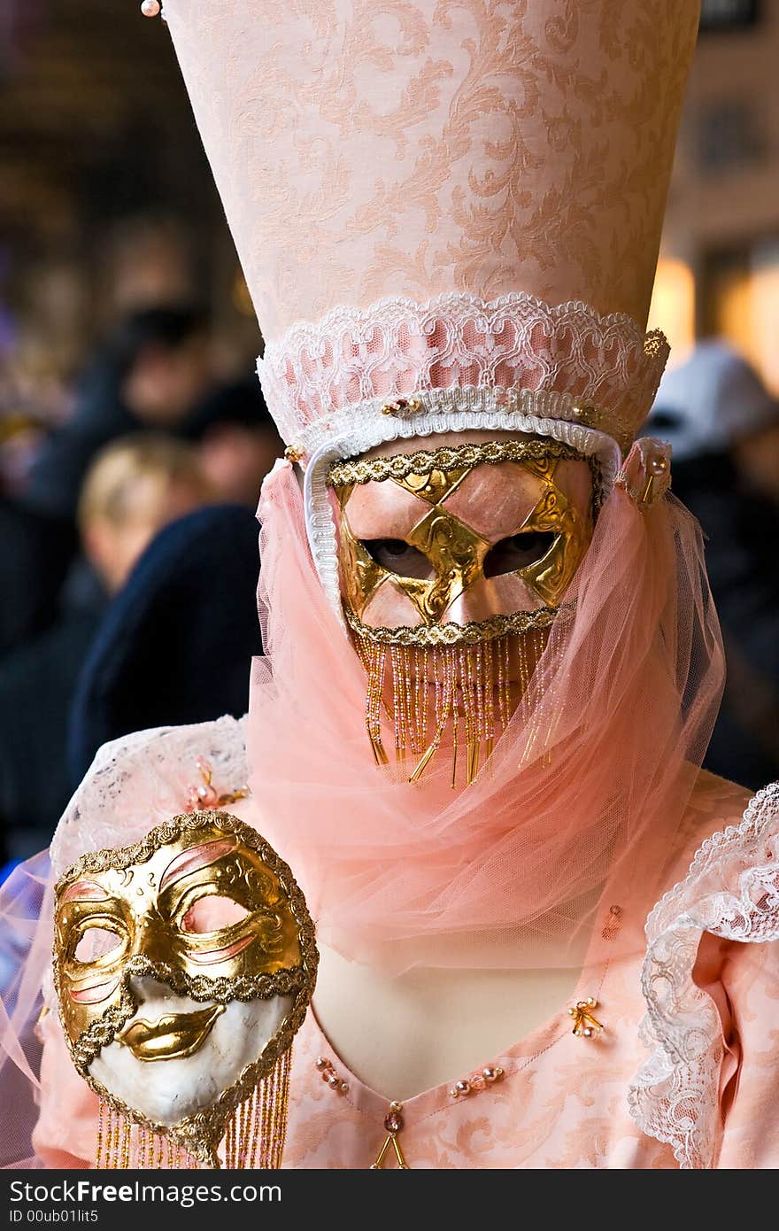 Pink mask in Venice, Italy. Pink mask in Venice, Italy.