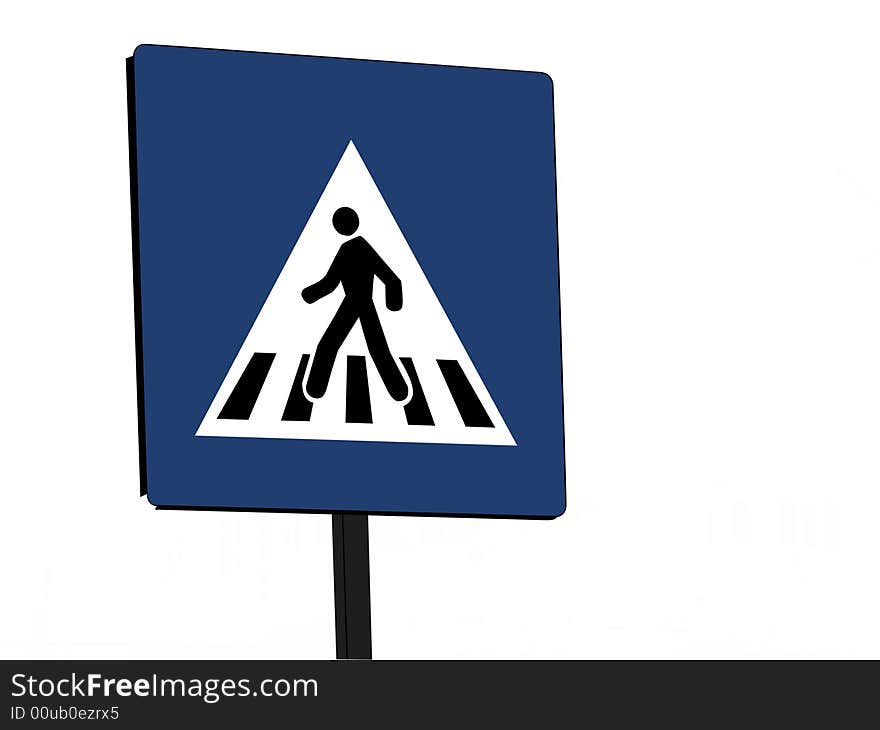 Pedestrian crossing traffic sign on white background. Pedestrian crossing traffic sign on white background