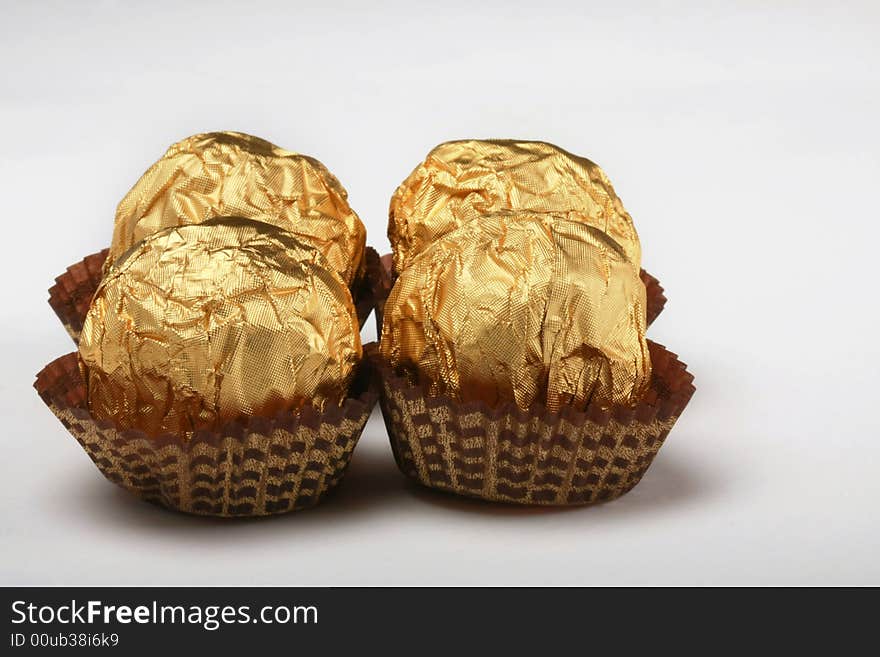 Chocolate truffles in foil wrap