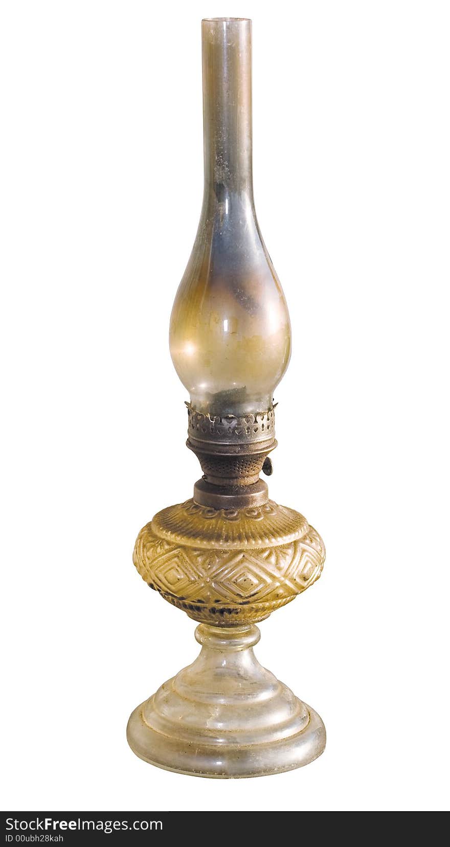 Oil lamp isolated gold and glass