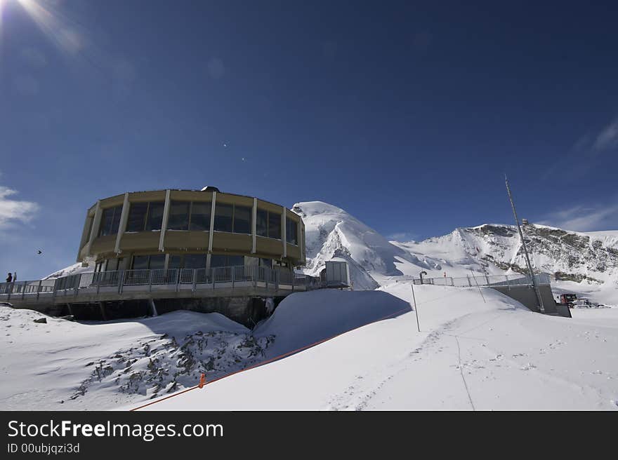 Mountain lanscape with interesting building