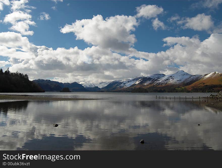 Reflection of the clouds in a lake in Cumbria. Reflection of the clouds in a lake in Cumbria