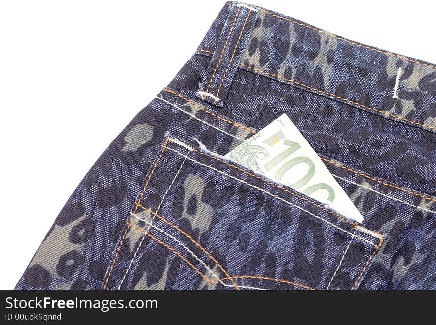 Euro money in a pocket of jeans