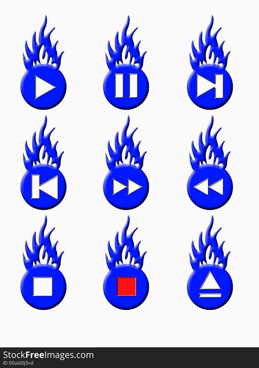 Burnig player buttons (blue)