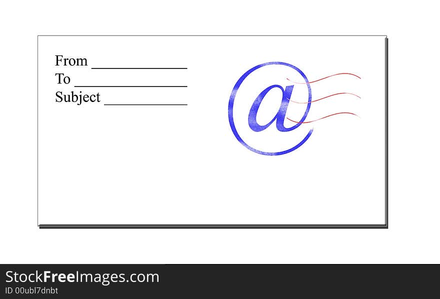 White envelope with the e-mail stamp. White envelope with the e-mail stamp