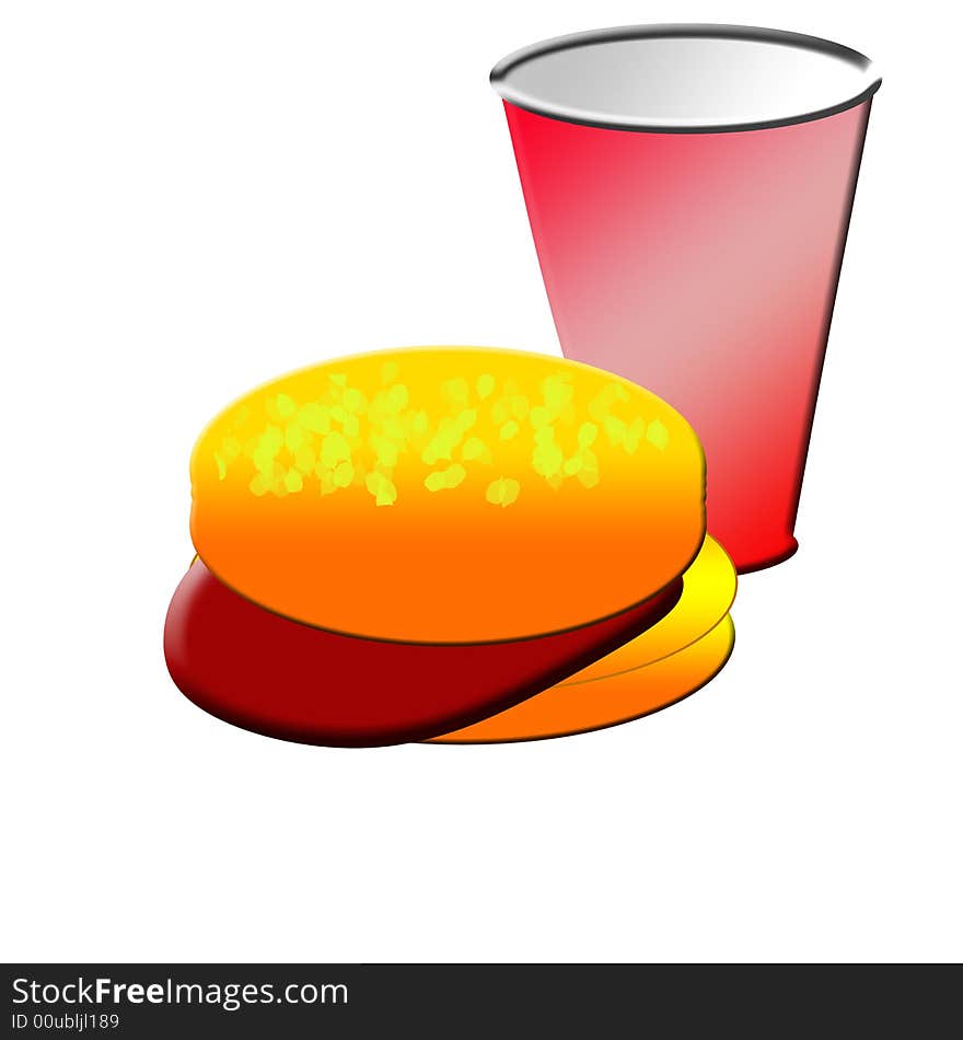 Illustration of the hamburger and drink. Illustration of the hamburger and drink