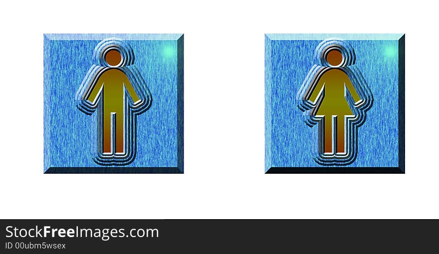 Tiles with the woman and man signs. Tiles with the woman and man signs