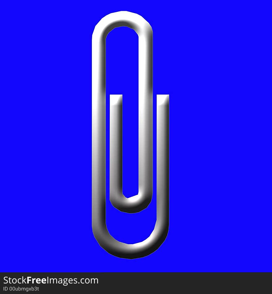 Illustration of the silver paper clip on the blue background