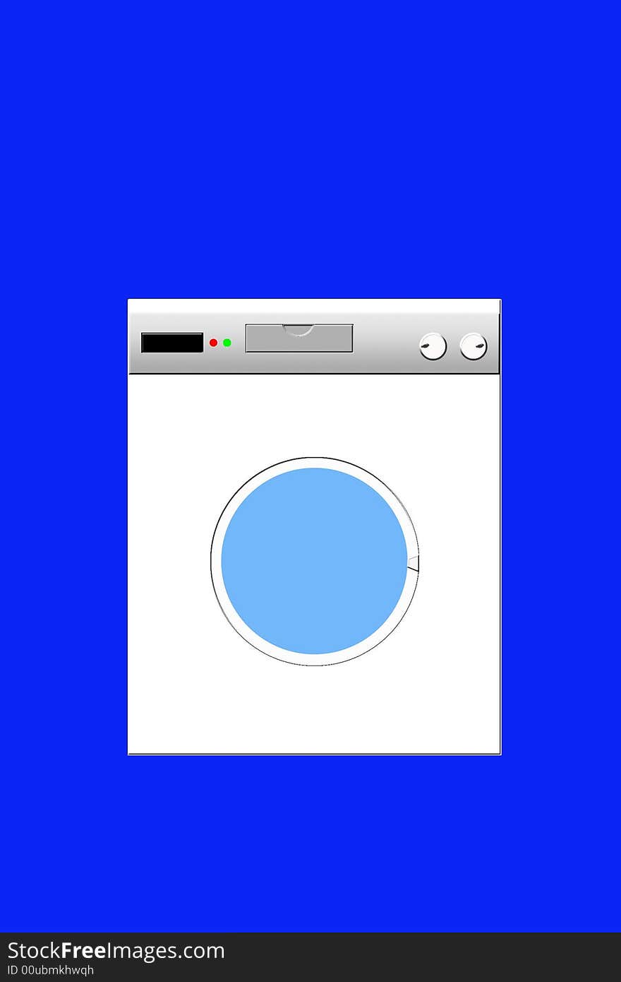 White washing machine on the blue background