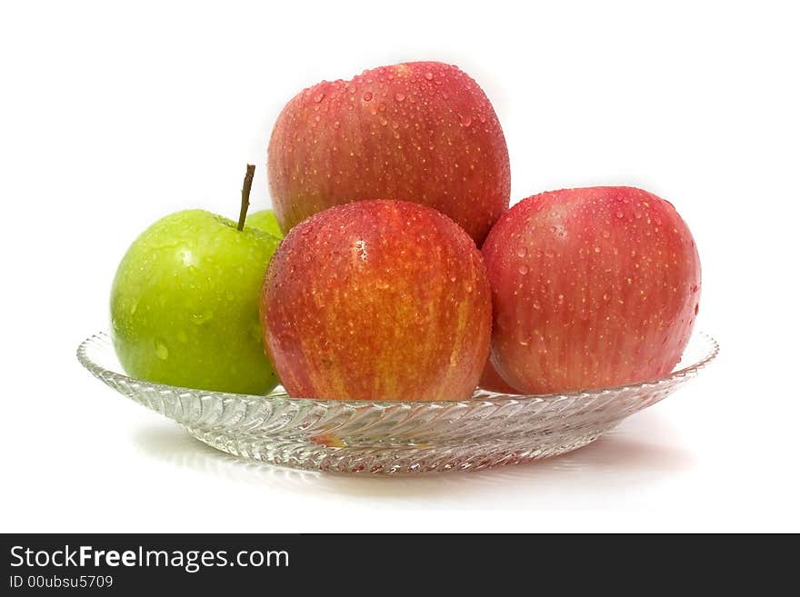 Green apples and red apples in a plate. Green apples and red apples in a plate