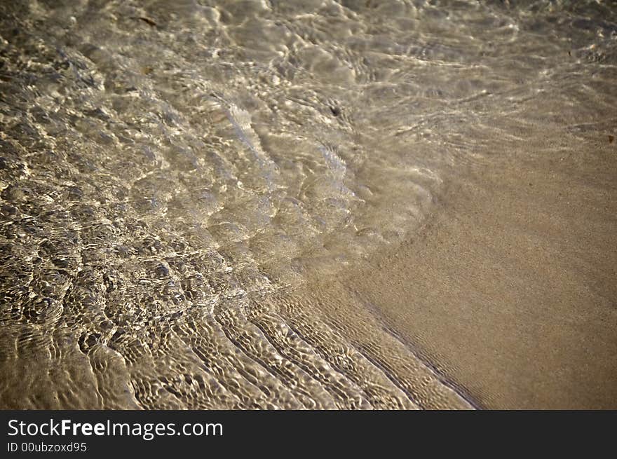 Close up of rippling water on sand. Close up of rippling water on sand