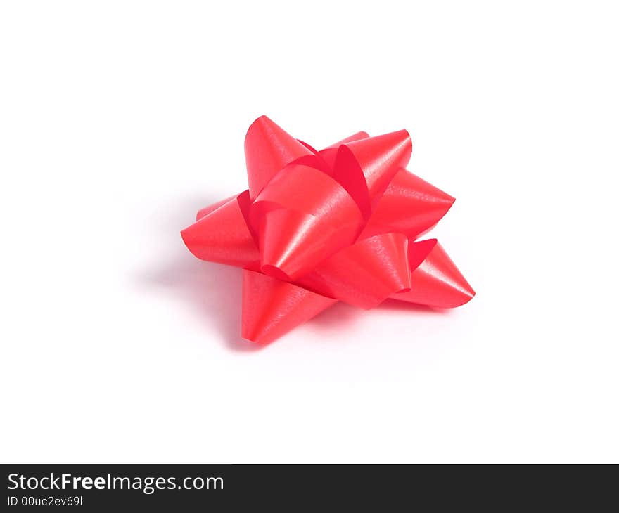 Red gift Bow in white background.