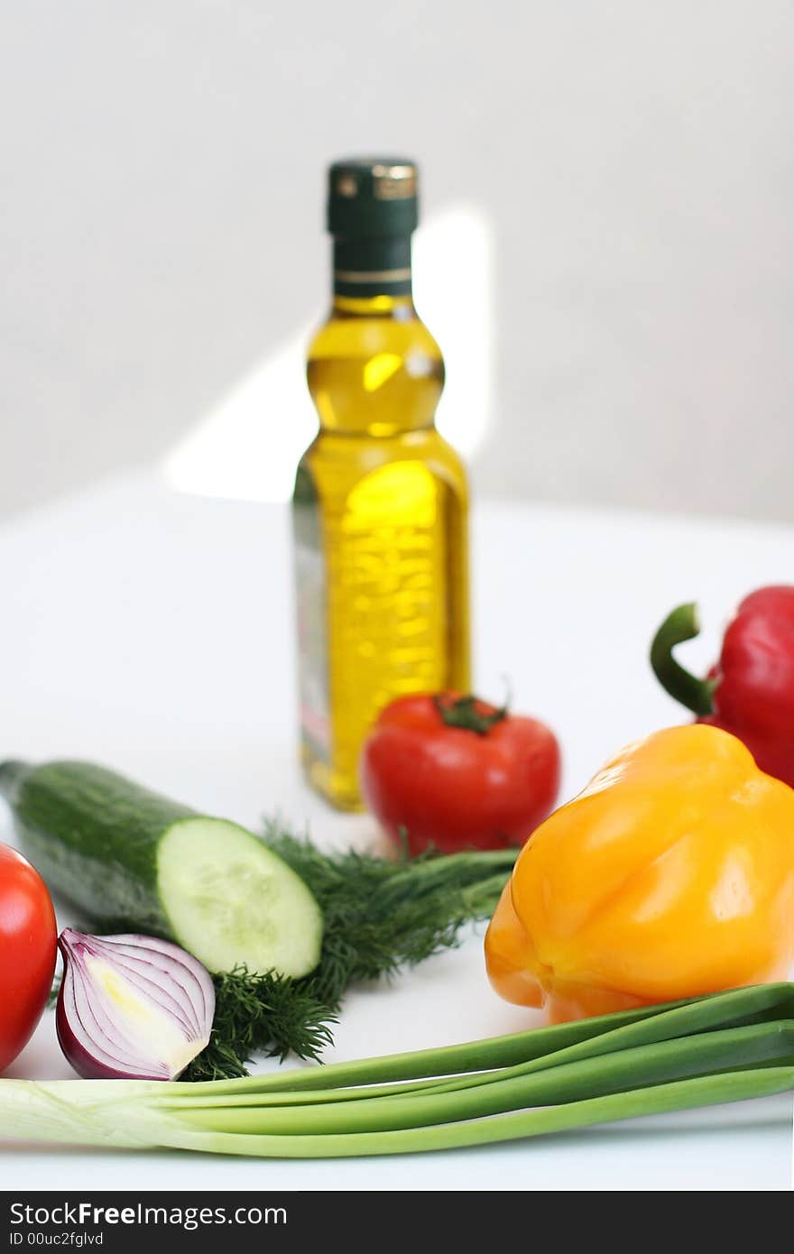 Multi-coloured vegetables for salad