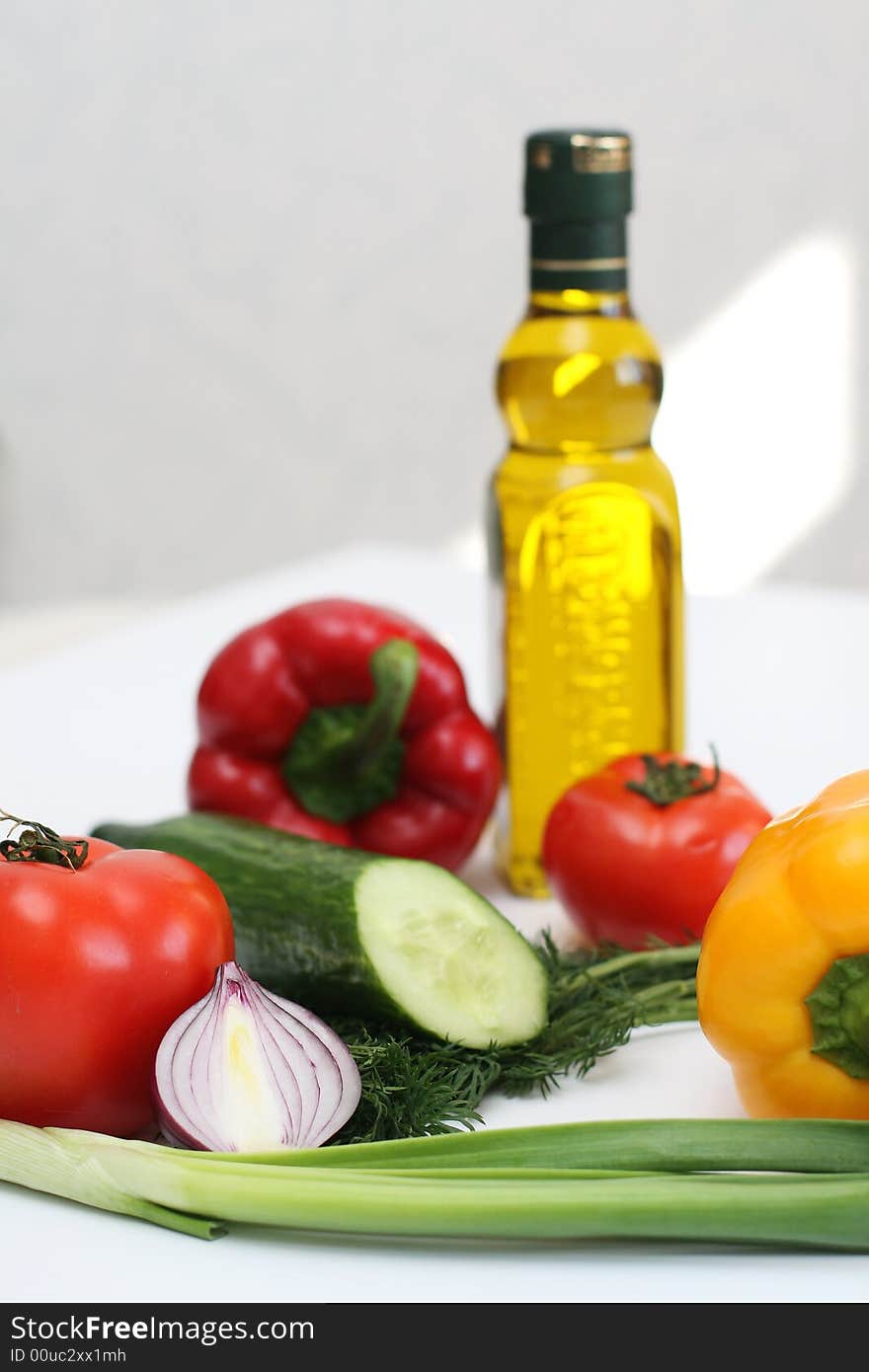 Multi-coloured vegetables for salad